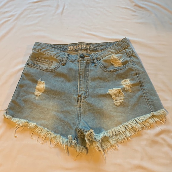 Machine distressed hi-waist denim shorts 30 - Picture 2 of 12